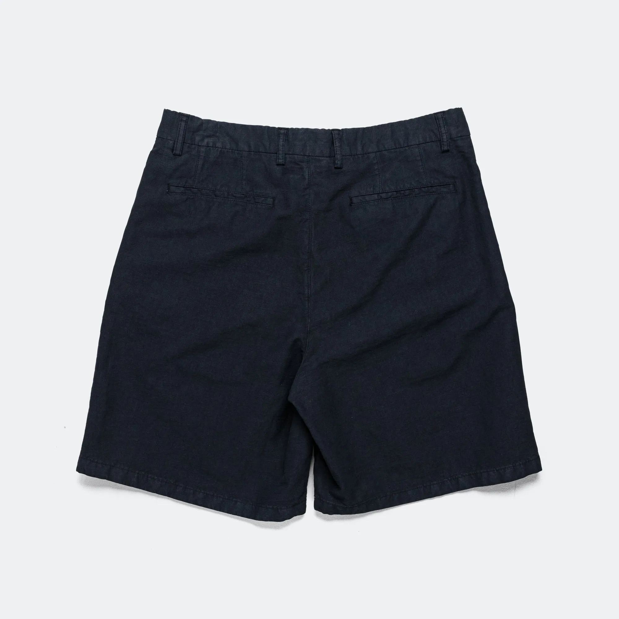 Work Ready Casual Comfort Benn Cotton Linen Shorts - Dark Navy