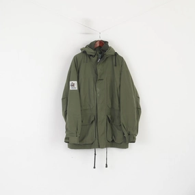 Bergans of Norway Men L Jacket Green Vintage Outdoor Hooded Zip Up Parka Everyday Coverage Water Resistant Fabric