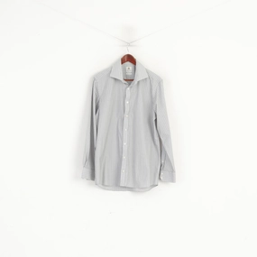 Petite Option Bernard Weatherill Men 16.5 42 L Casual Shirt Grey Cotton Designed in Savile Row Top