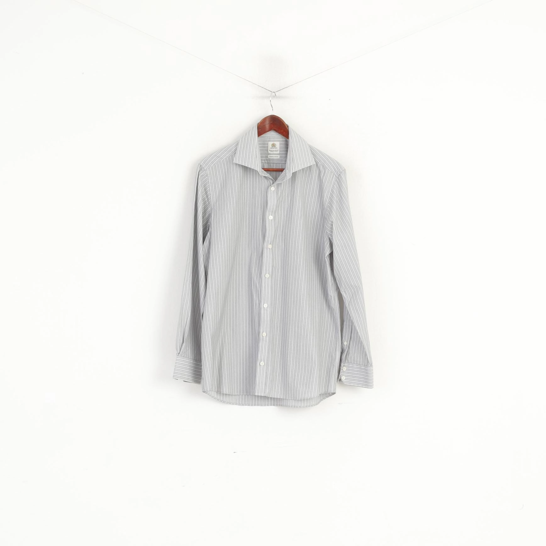 Petite Option Bernard Weatherill Men 16.5 42 L Casual Shirt Grey Cotton Designed in Savile Row Top