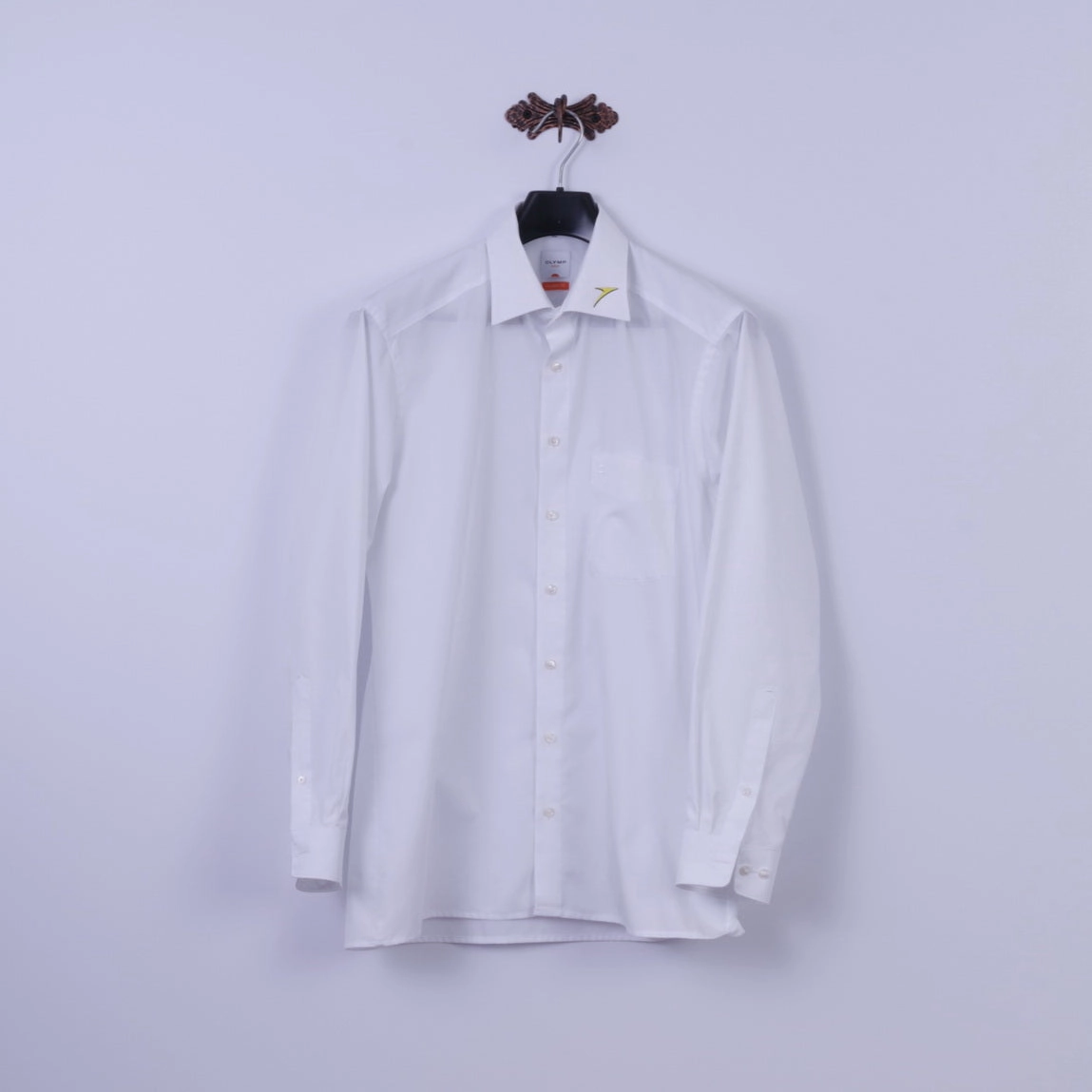 Olymp Luxor Mens L Casual Shirt White Cotton Modern Fit Long Sleeve Top Unisex Choice Fade Resistant Formula