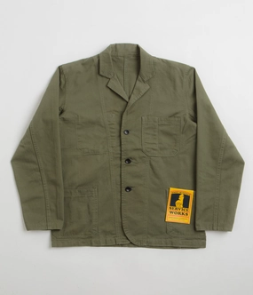 beach scene Service Works Drill Server Suit Jacket - Olive