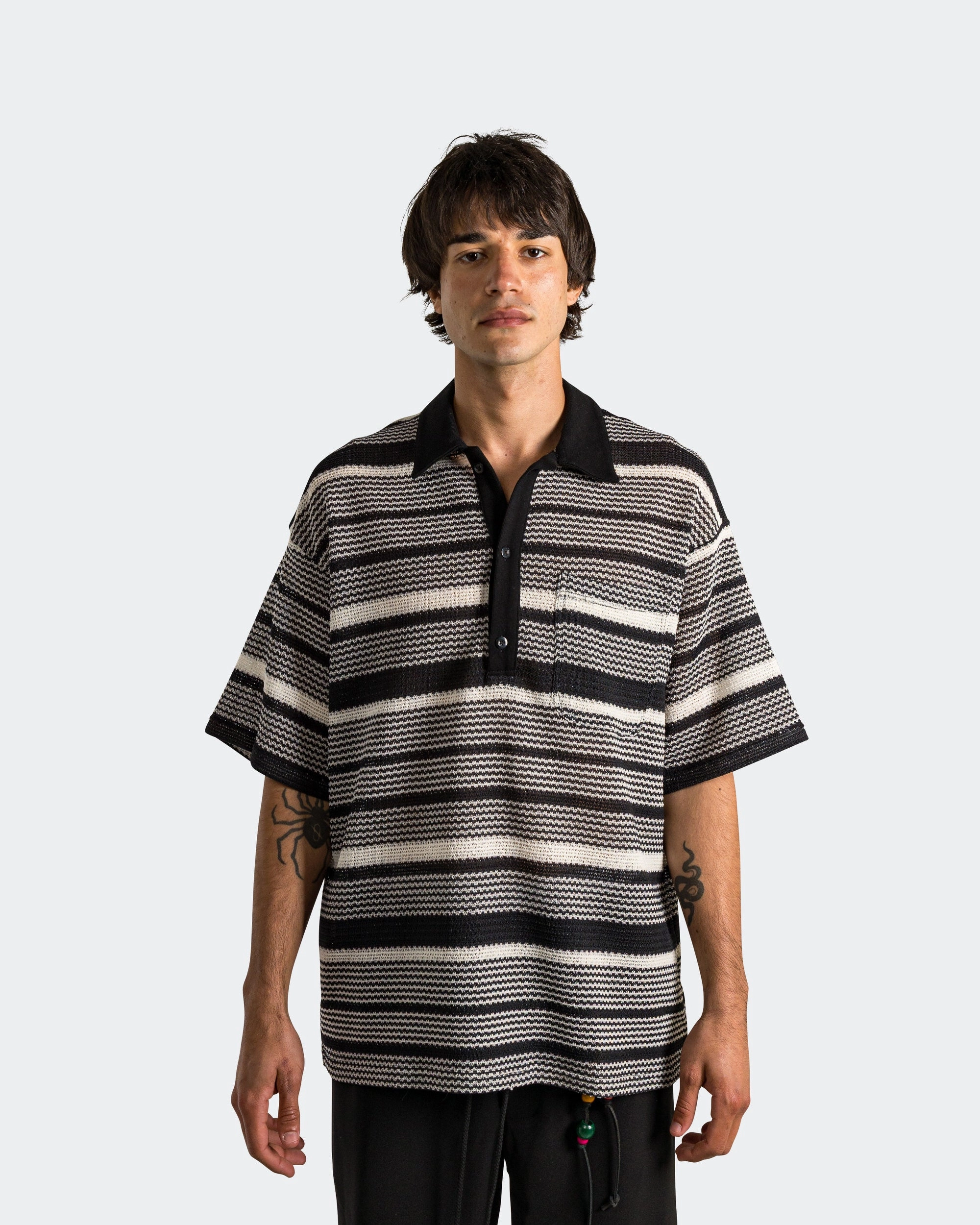 Sports Ready Gym Polo - Black Blanket Crochet