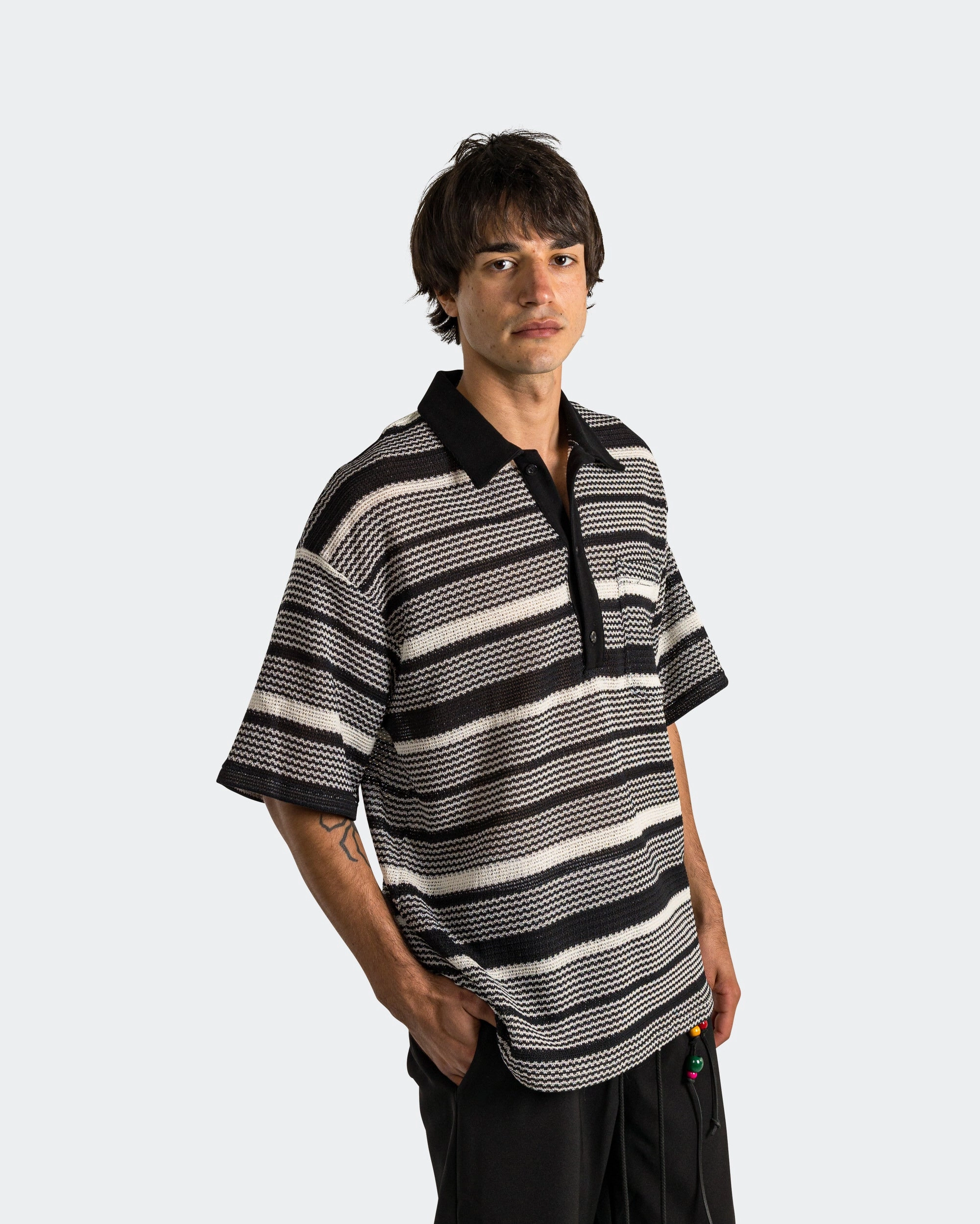 Gym Polo - Black Blanket Crochet Abstract art