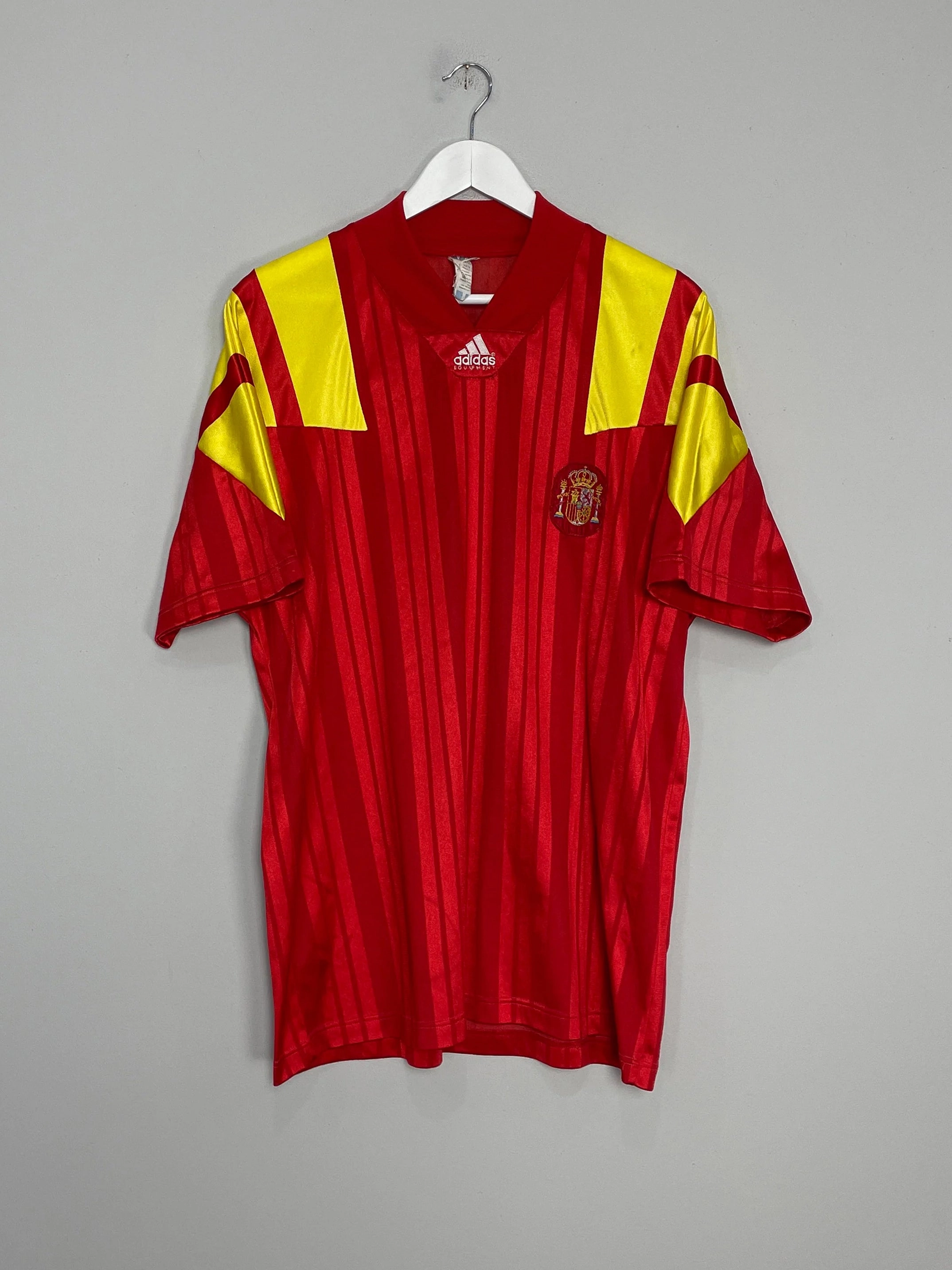 1992/94 SPAIN HOME SHIRT (L) ADIDAS Tear Resistant Weave Soft Brushed Interior