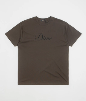 Dime Cursive T-Shirt - Vintage Black Easy-Going Style Casual Look Wear