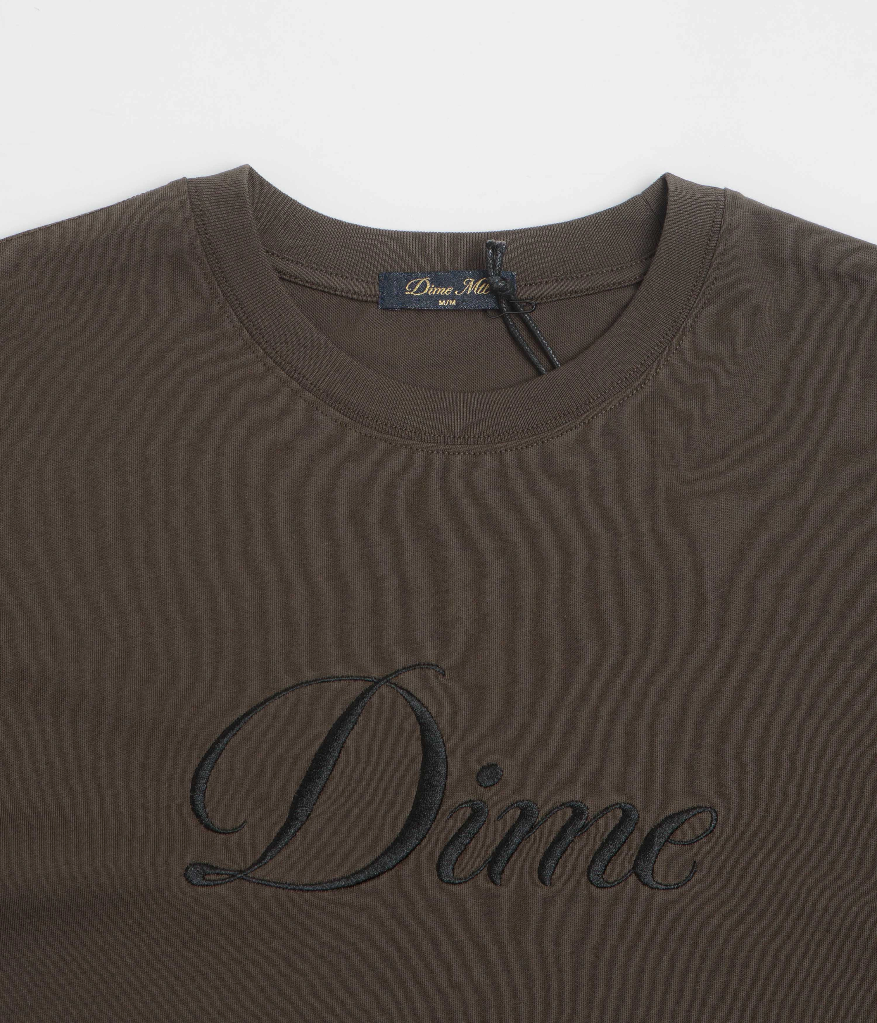 Dime Cursive T-Shirt - Vintage Black Formal Style NonIronTechnology