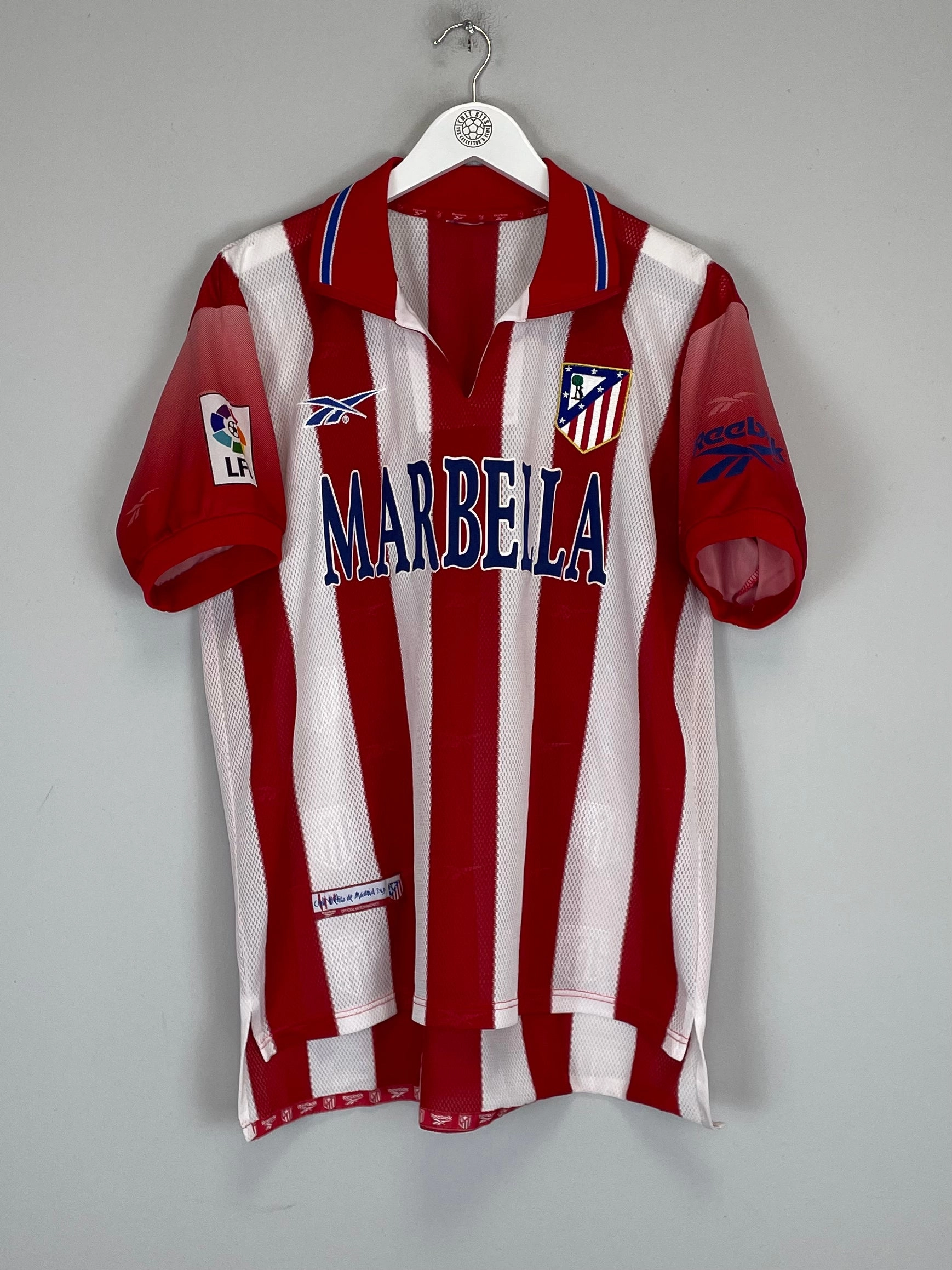 1998/99 ATLETICO MADRID HOME SHIRT (L) REEBOK Functional Activewear Yarn Dye Effect