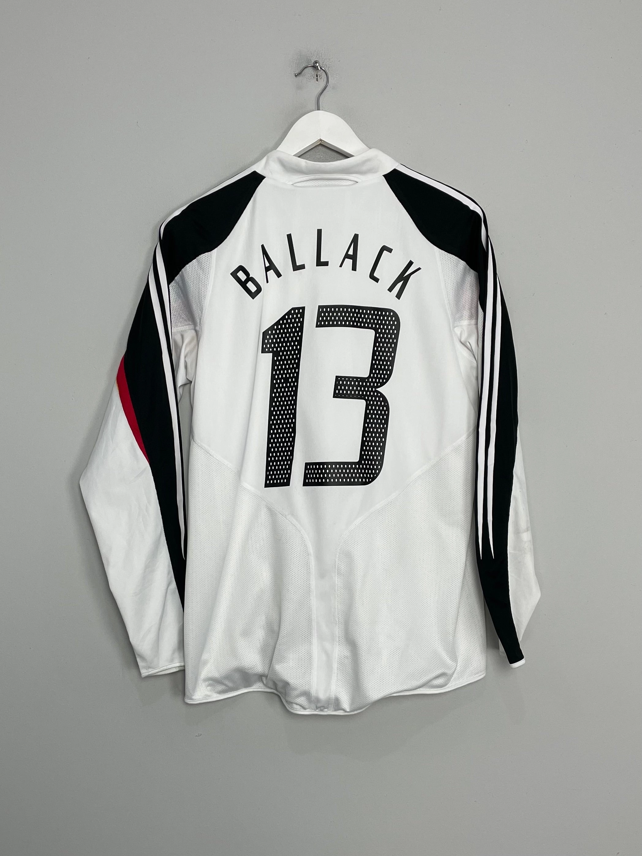 2004/05 GERMANY BALLACK #13 *PLAYER ISSUE* L/S HOME SHIRT (M) ADIDAS Odor Resistant Fabric Smooth Flatlock Stitching