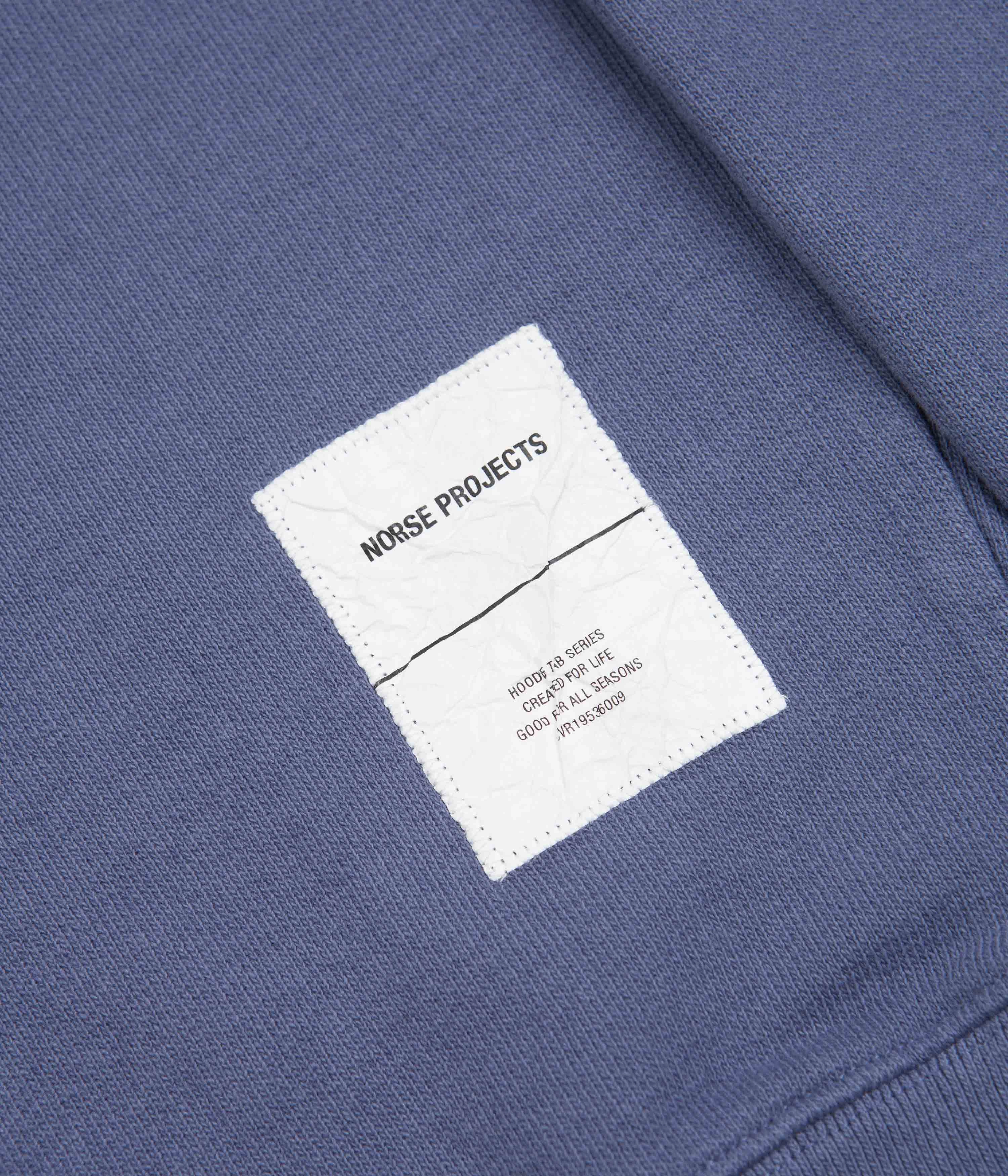 Norse Projects Fraser Tab Series Hoodie - Scoria Blue Beach club style