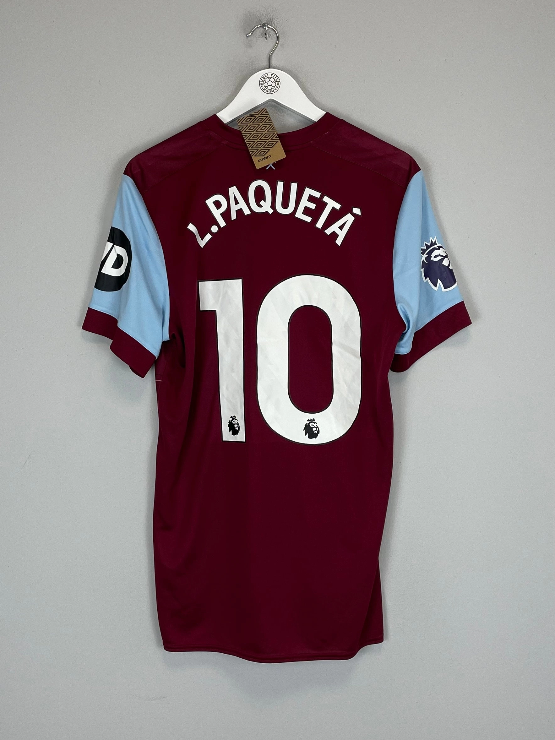 2023/24 WEST HAM L.PAQUETA #10 *BNWT* HOME SHIRT (L) UMBRO Lightweight Fabric Fitness Mode