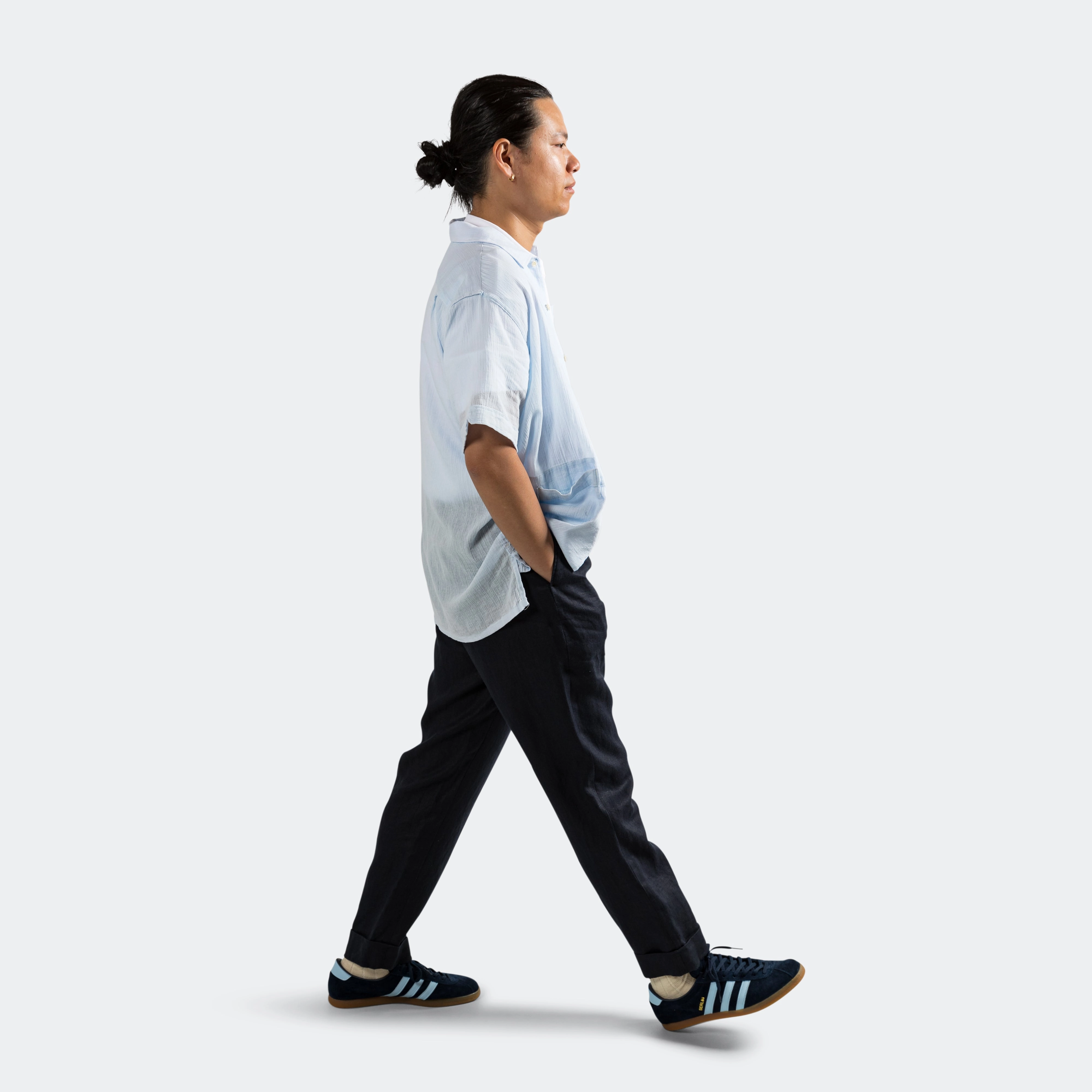 Camp Shirt - Lt Blue Cotton Crepe Casual Comfort