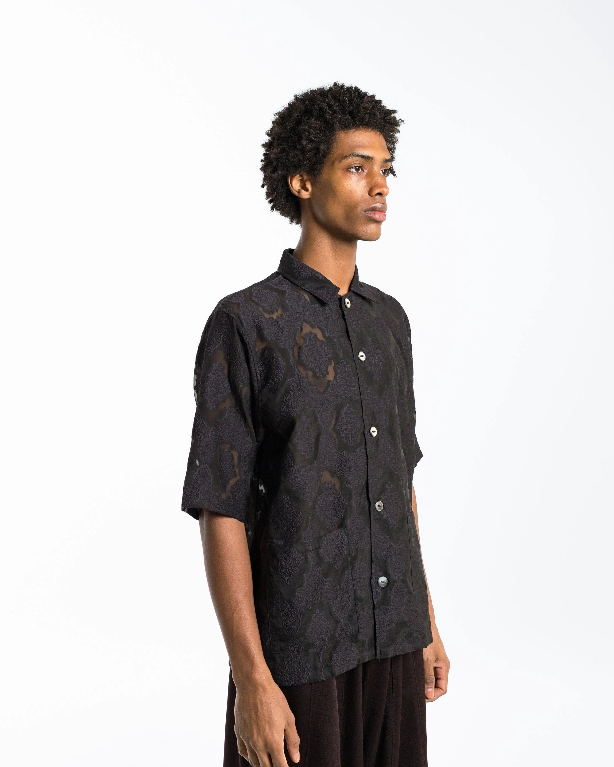 Sustainable production Tailored Silhouette Cabana Shirt - Purple Victorian Sheer