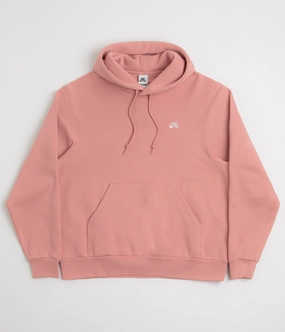 Handsome Finish Oversized Fit Nike SB Essential Logo Hoodie - Red Stardust / White