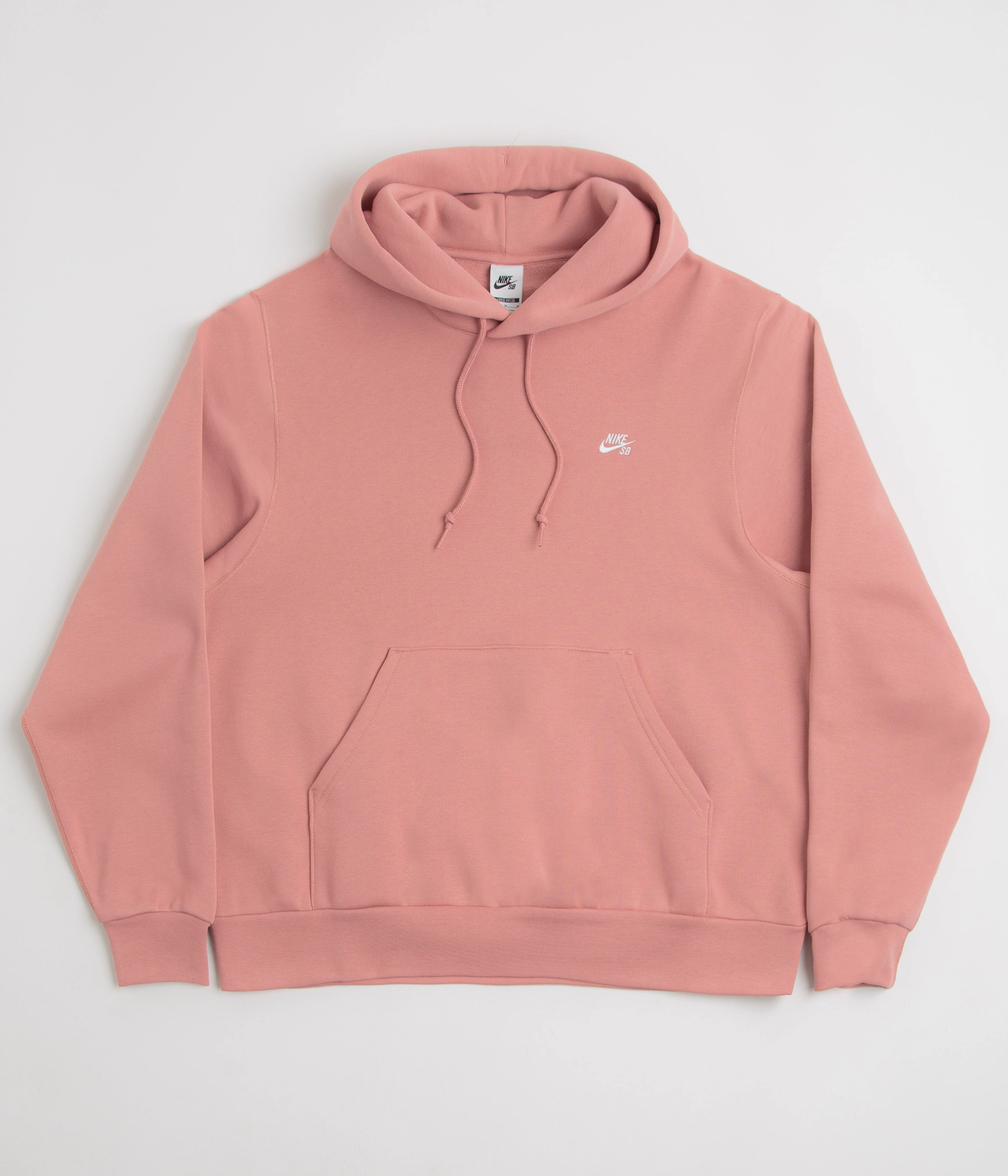 Handsome Finish Oversized Fit Nike SB Essential Logo Hoodie - Red Stardust / White