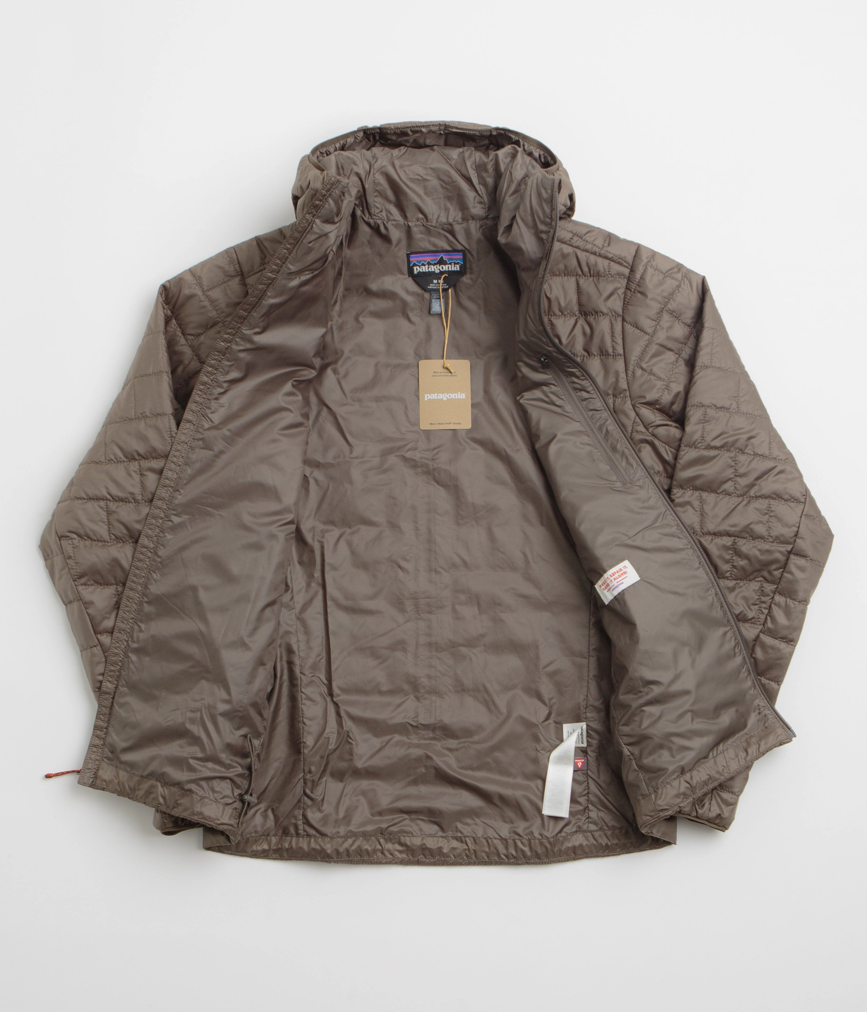 Charm windproof lining Patagonia Nano Puff Hoodie Jacket - Marlow Brown