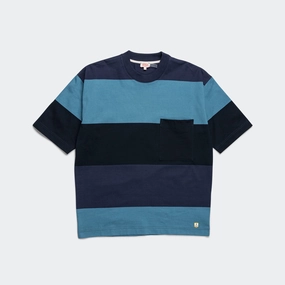 OdorResistantTechnology Heritage Pocket Stripe T-Shirt - Marine Deep/Winter Blue