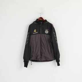 Hummel Men XL Jacket Grey Aughton Town Green FC #4 Hooded Zip Up Football Top Daily Use