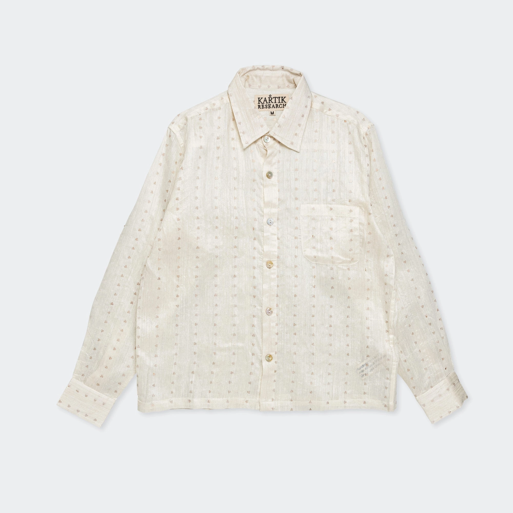 Box Shirt LS - Sequin Weave White/Gold Fitted Cut Hooded Option