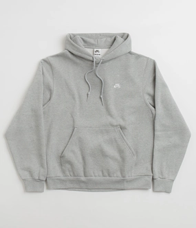 Nike SB Essential Small Logo Hoodie - Dark Grey Heather / White Rugged Build