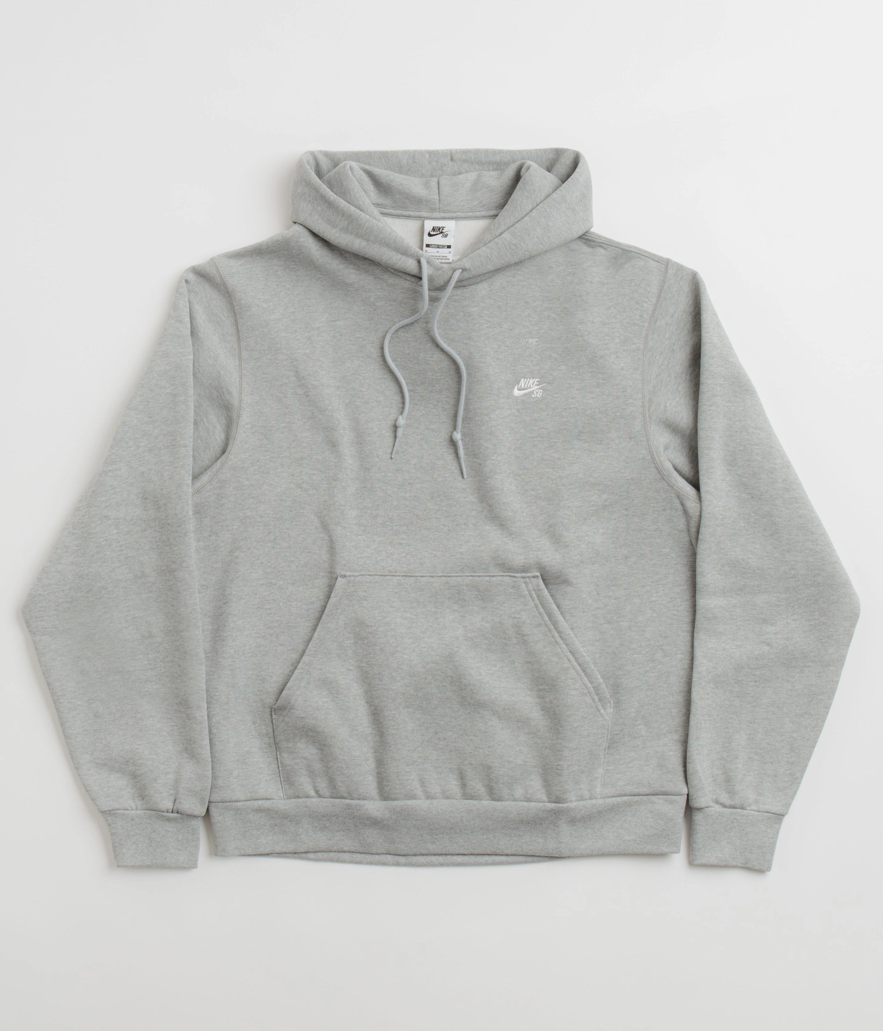 Nike SB Essential Small Logo Hoodie - Dark Grey Heather / White Rugged Build