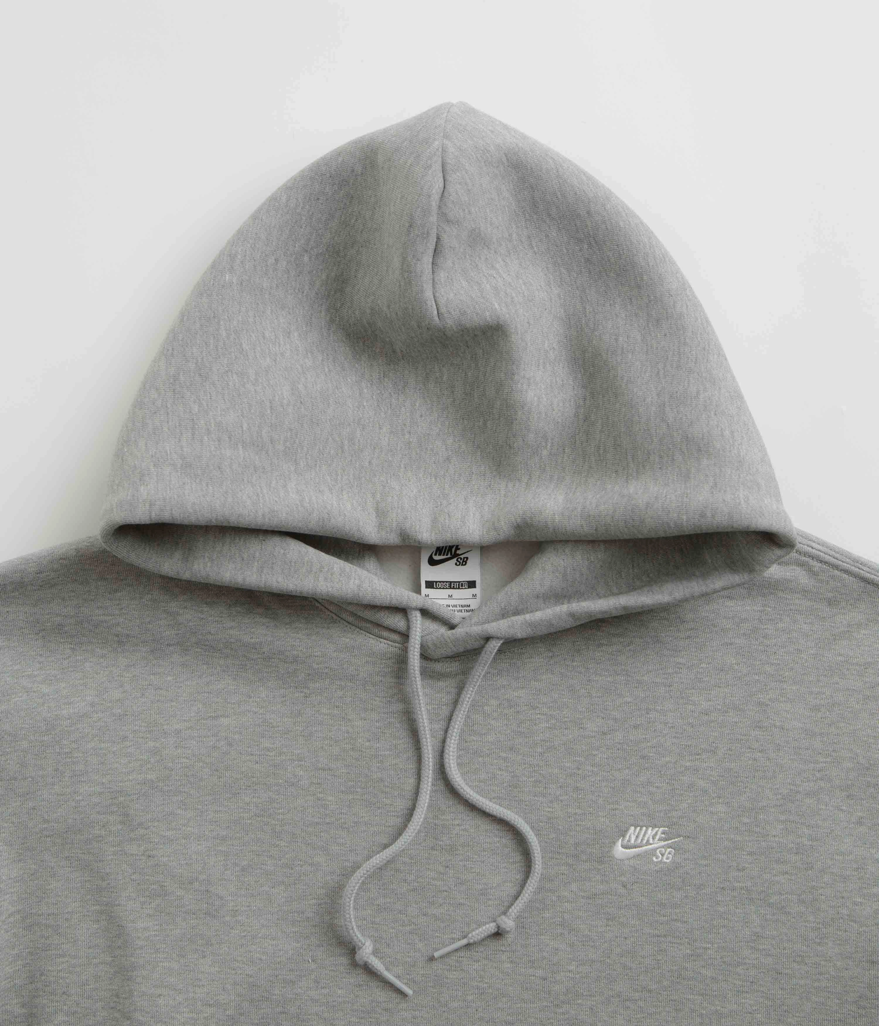 Nike SB Essential Small Logo Hoodie - Dark Grey Heather / White museum visit