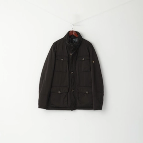 full-zip BRAX Men 42 54 L Jacket Brown Hamilton Lyocell Padded Zip Up Classic Hidden Hood Top