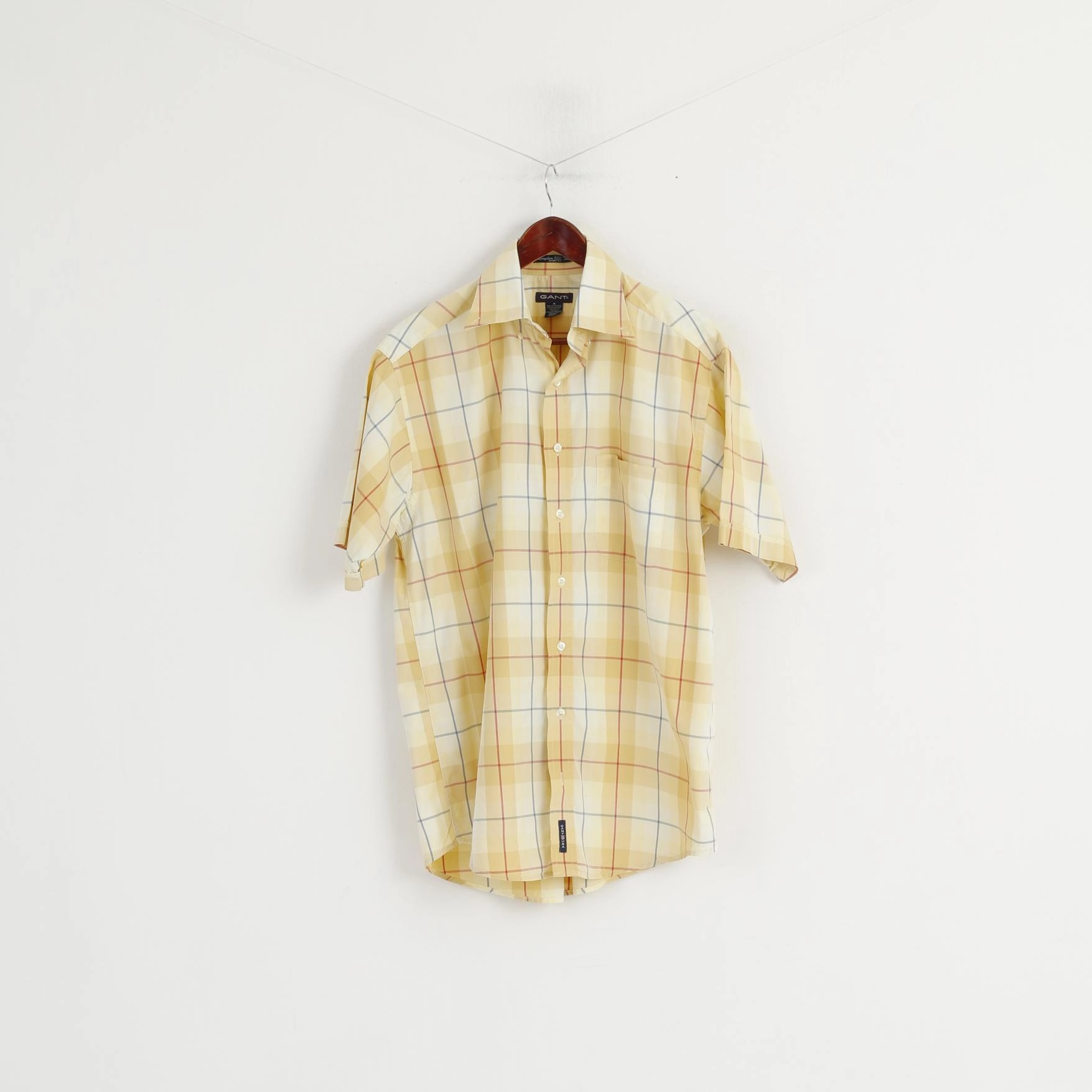 Customizable Option Minimalist Design Gant Men M Casual Shirt Yellow Hampton '50 Twill Sport Fit Checkered Cotton Top