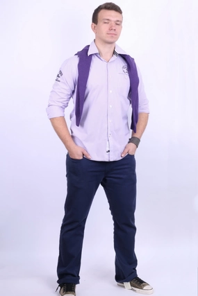 No Bulk Layering System New Zealand Auckland Mens L Casual Shirt Check Purple Cotton