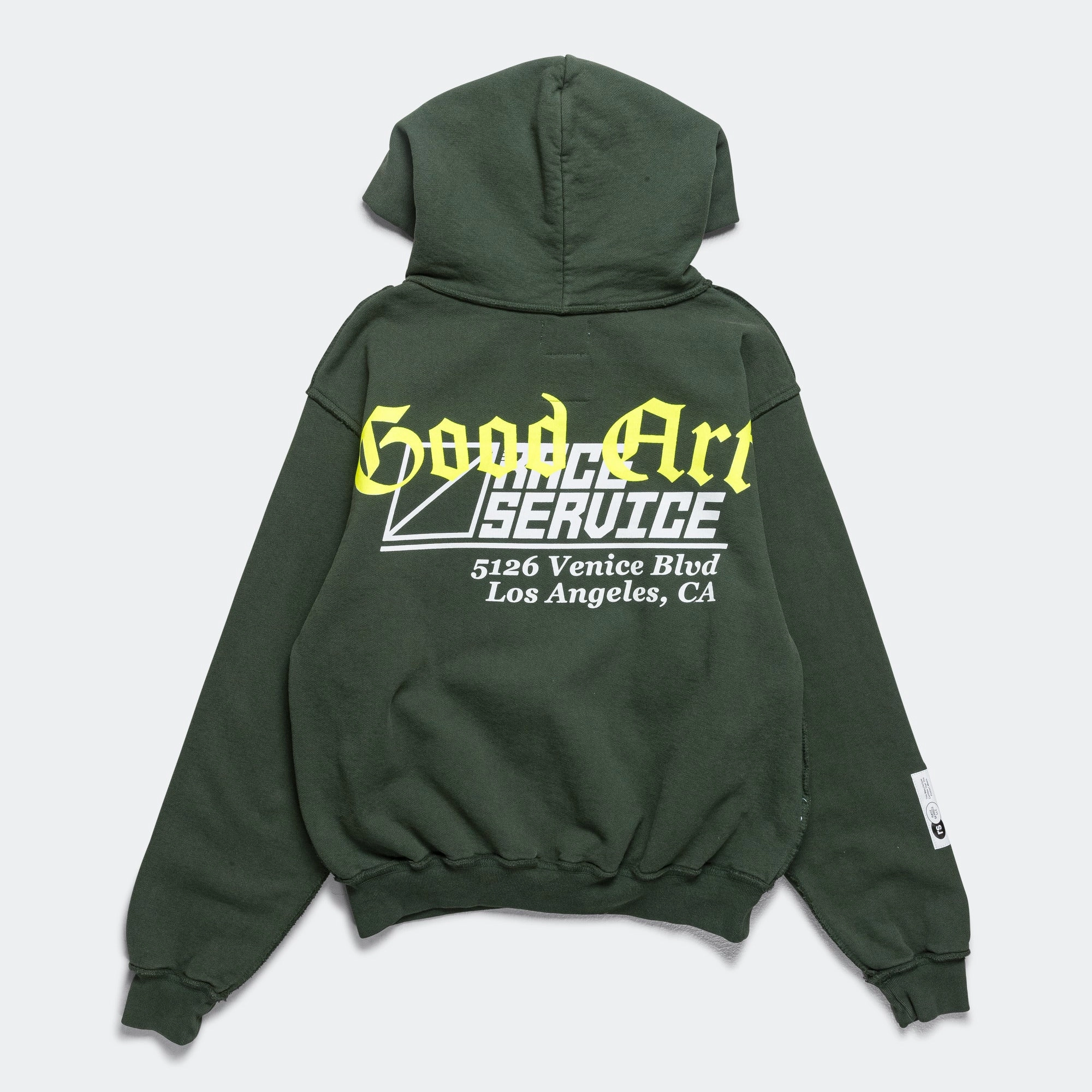 Hooded Sweatshirt x Race Service - British Racing Green tag accents wrinkle free