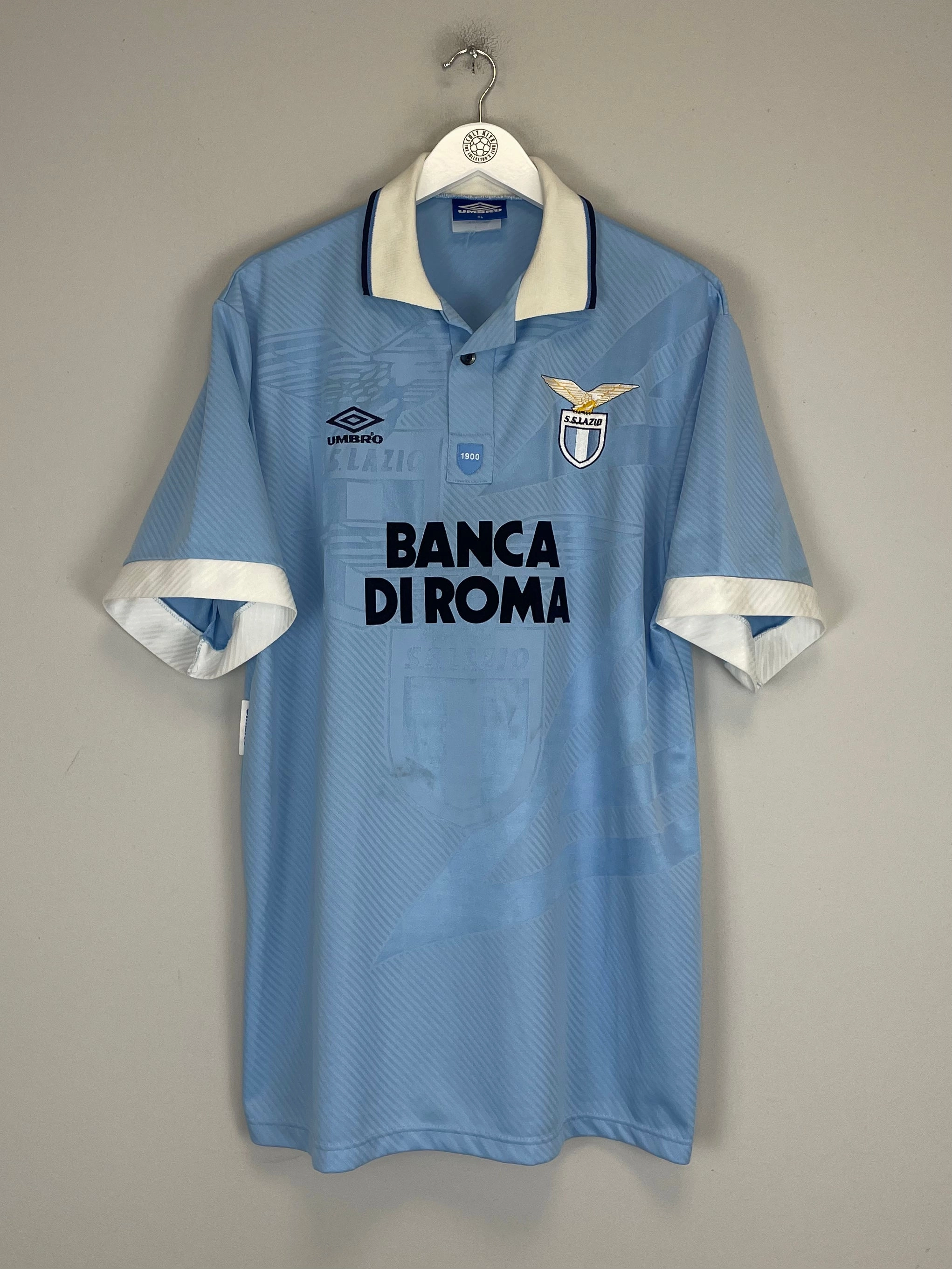 1993/95 LAZIO #4 *MATCH ISSUE* HOME SHIRT (XL) UMBRO Mesh Design