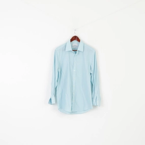 Durable Button Closures Casual Sophistication Charles Tyrwhitt Men 16.5 33 L Casual Shirt Turqouise Cotton Non Iron Long Sleeve Top