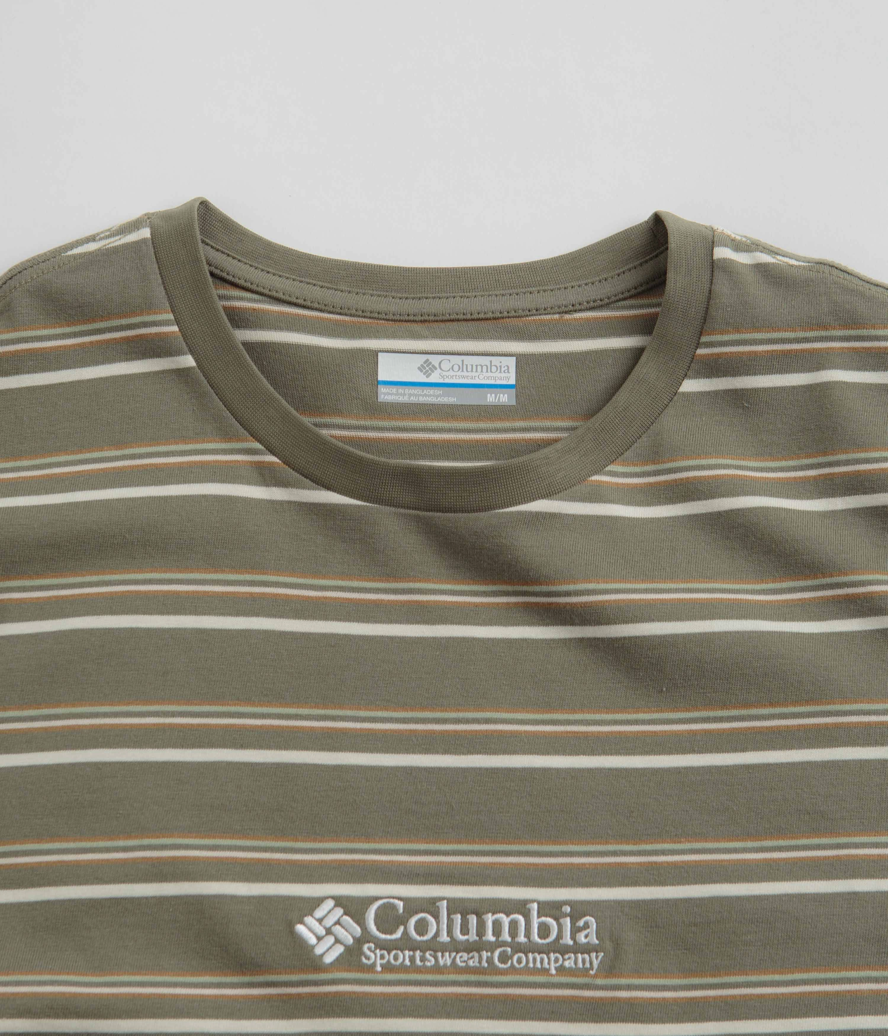 Biodegradable Options Columbia Somer Slope Striped T-Shirt - Stone Green
