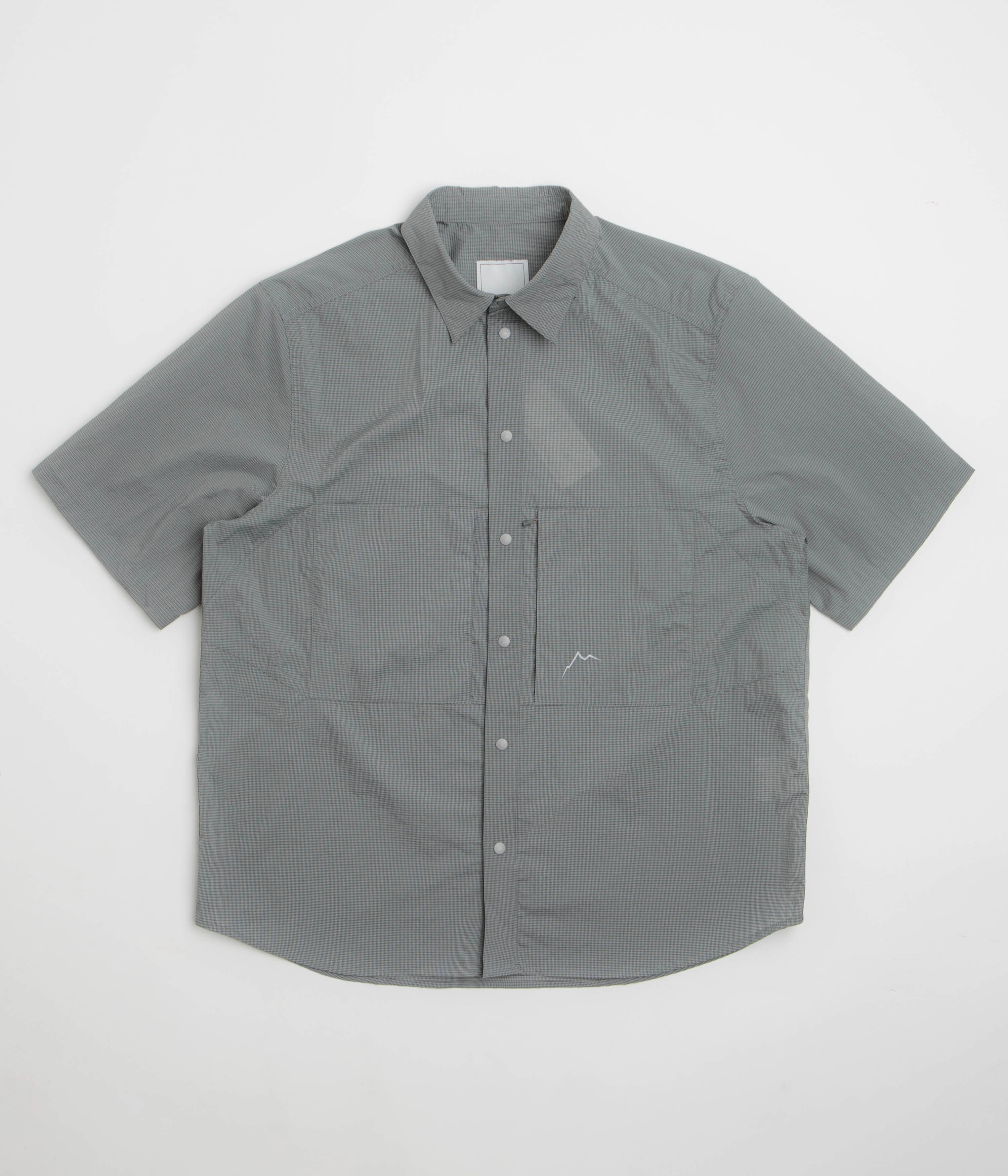 Embellished Neckline Cayl CHK 2Pocket Short Sleeve Shirt - Dark Grey