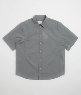 Embellished Neckline Cayl CHK 2Pocket Short Sleeve Shirt - Dark Grey