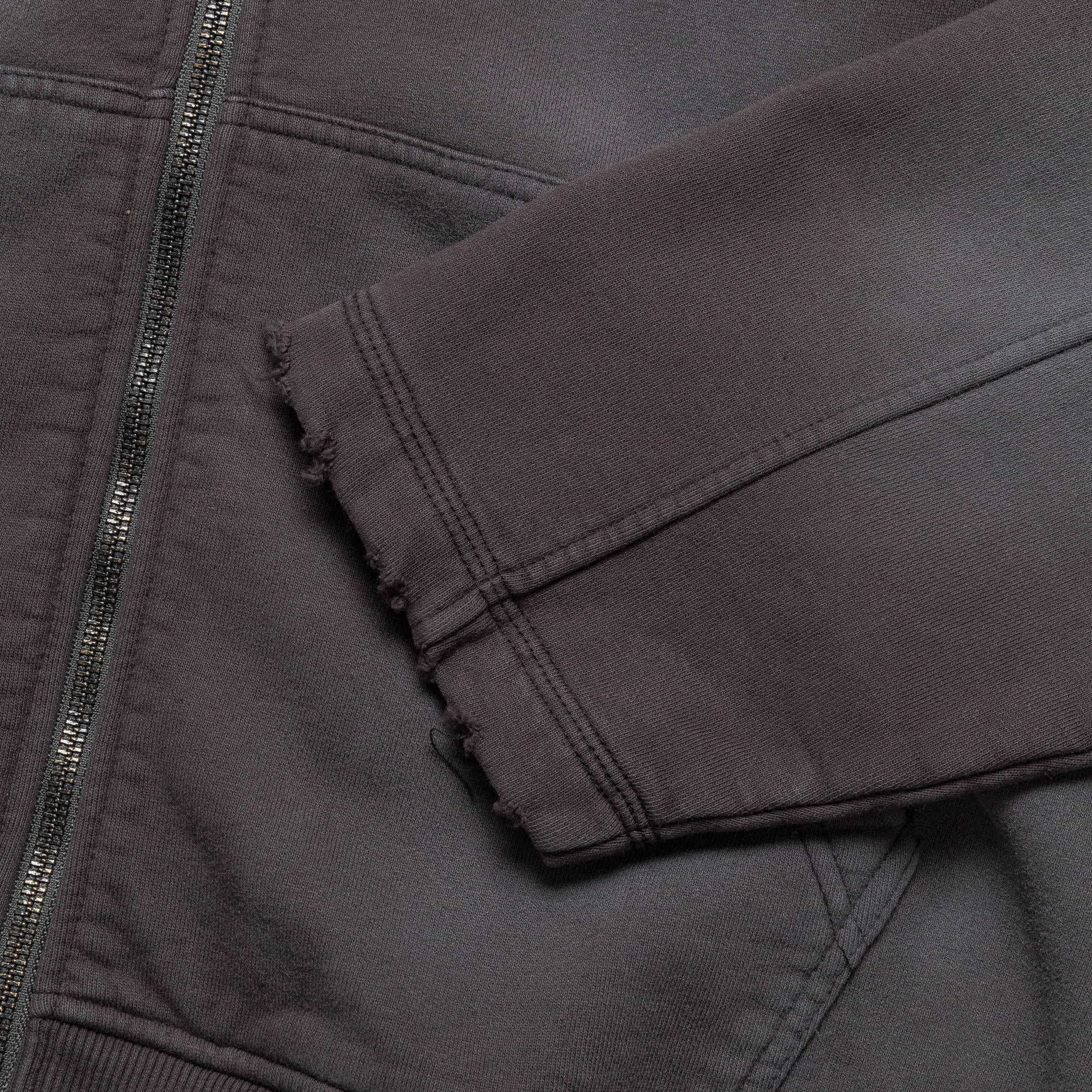 Distressed Zip Hood - Washed Black Comfort Apparel Athleisure Look