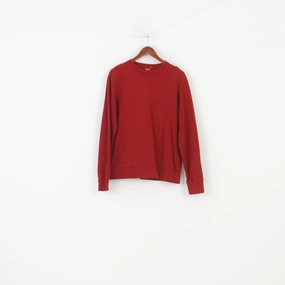 Floral Print Hugo Boss Men M Sweatshirt Red Hoodie Cotton Crew Neck Vintage Top