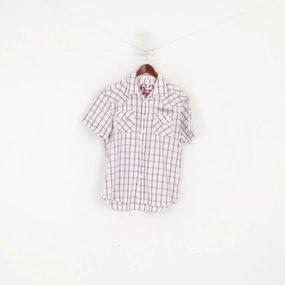 Luxurious Feel Lightweight Layers Camp David Men L (M) Casual Shirt Blue Check Vintage Cotton Short SleeveTop