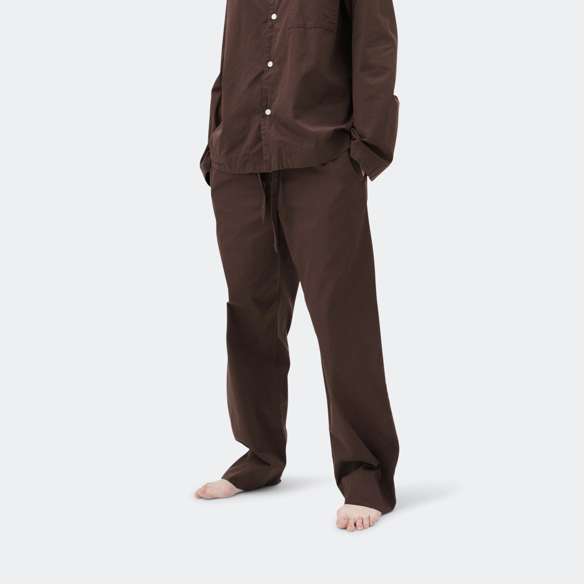 Pyjama Pants - Coffee Cotton Poplin Essential Comfort Wear Functional Fashion
