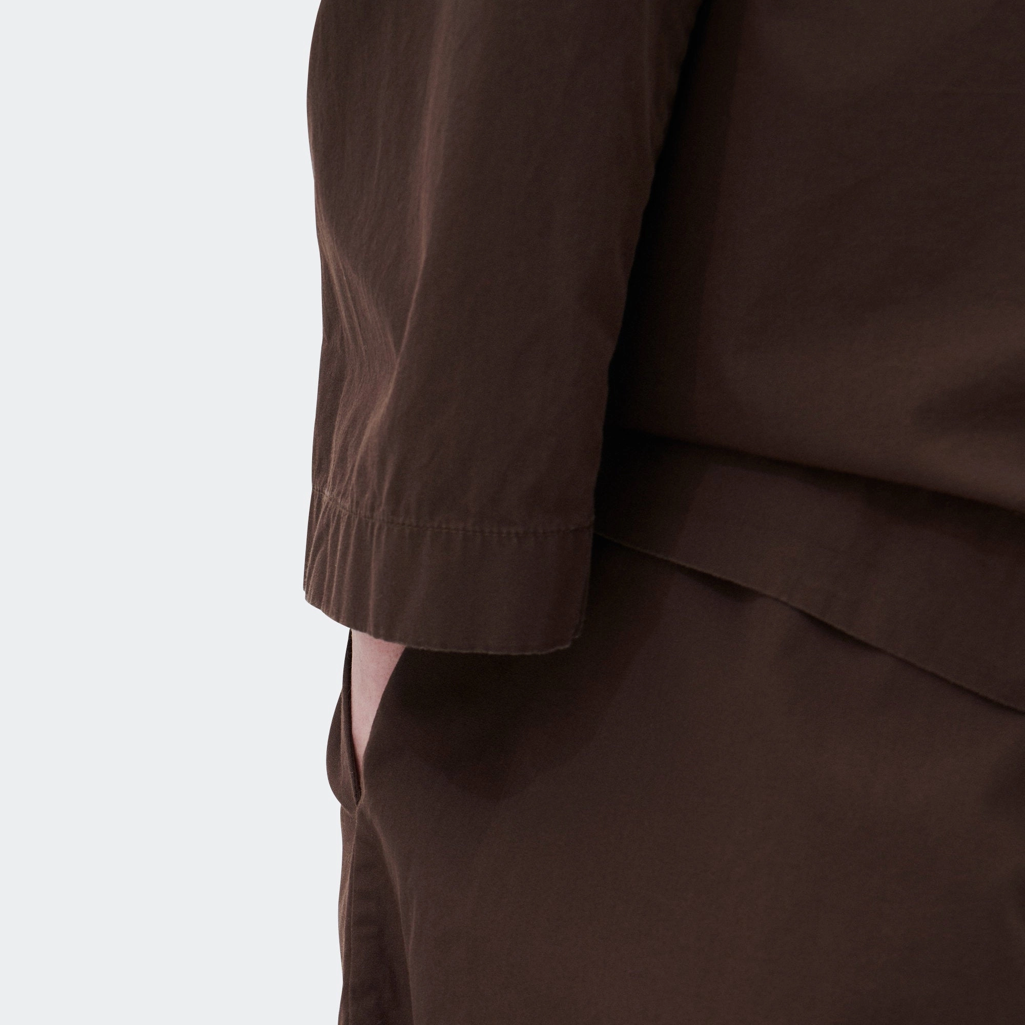 Pyjama Pants - Coffee Cotton Poplin Reflective Trim