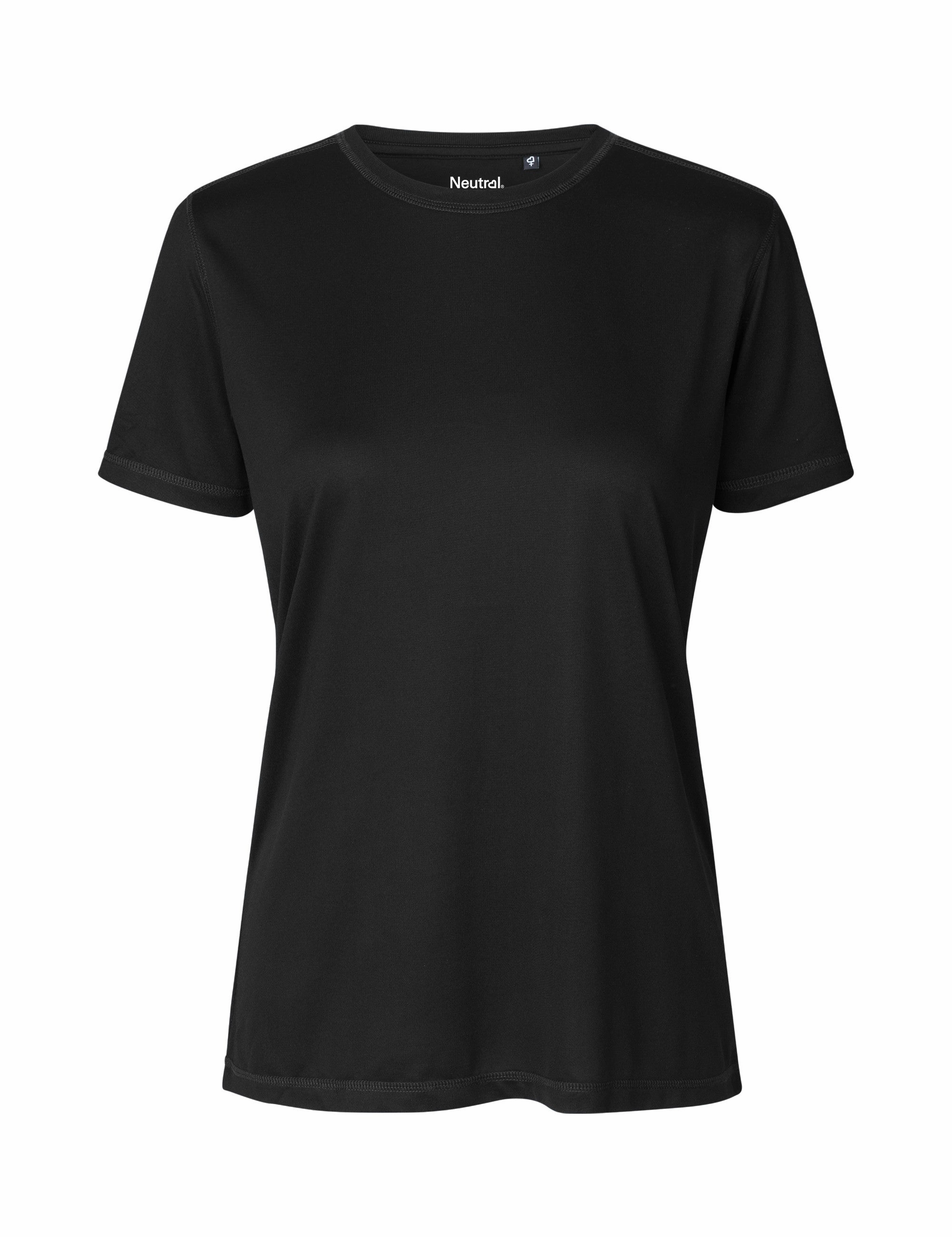 EcoFriendly Dye Stylish piece Neutral Ladies Recycled Performance T-Shirt | BLACK