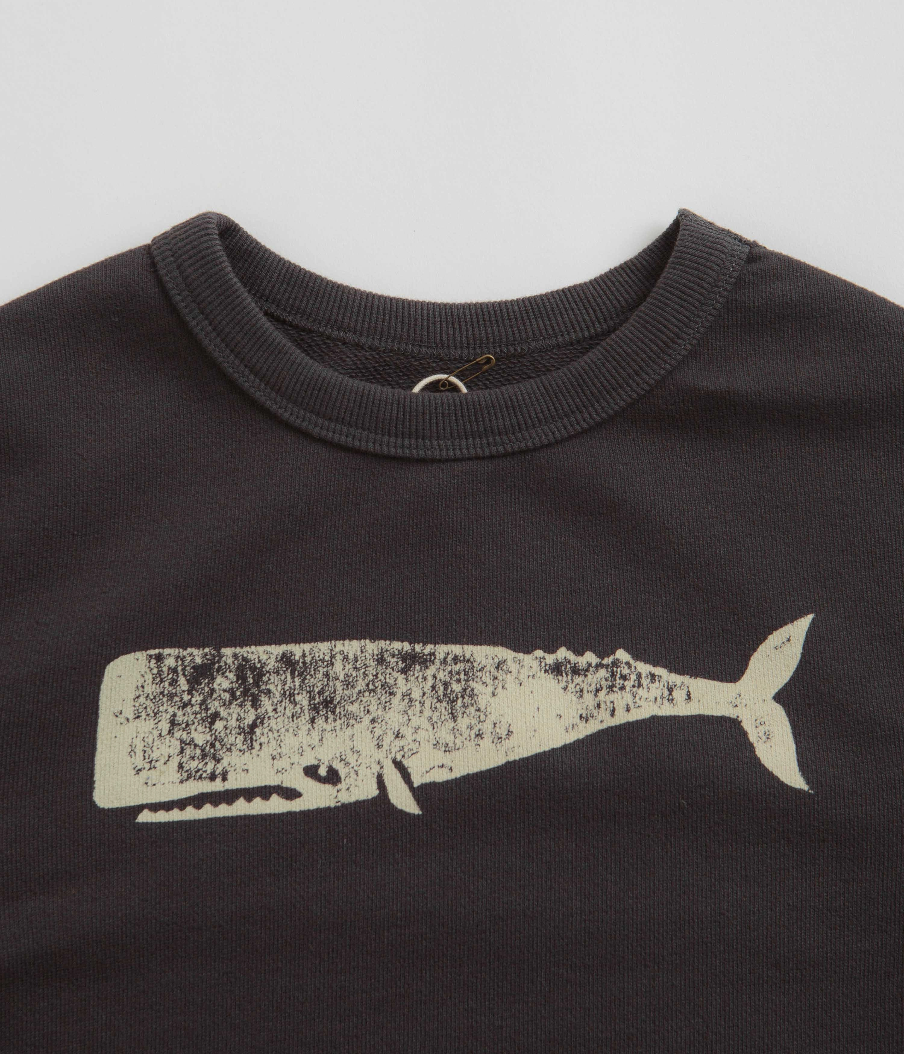 Mollusk Kids Whale Crewneck Sweatshirt - Faded Navy Logo Emblem