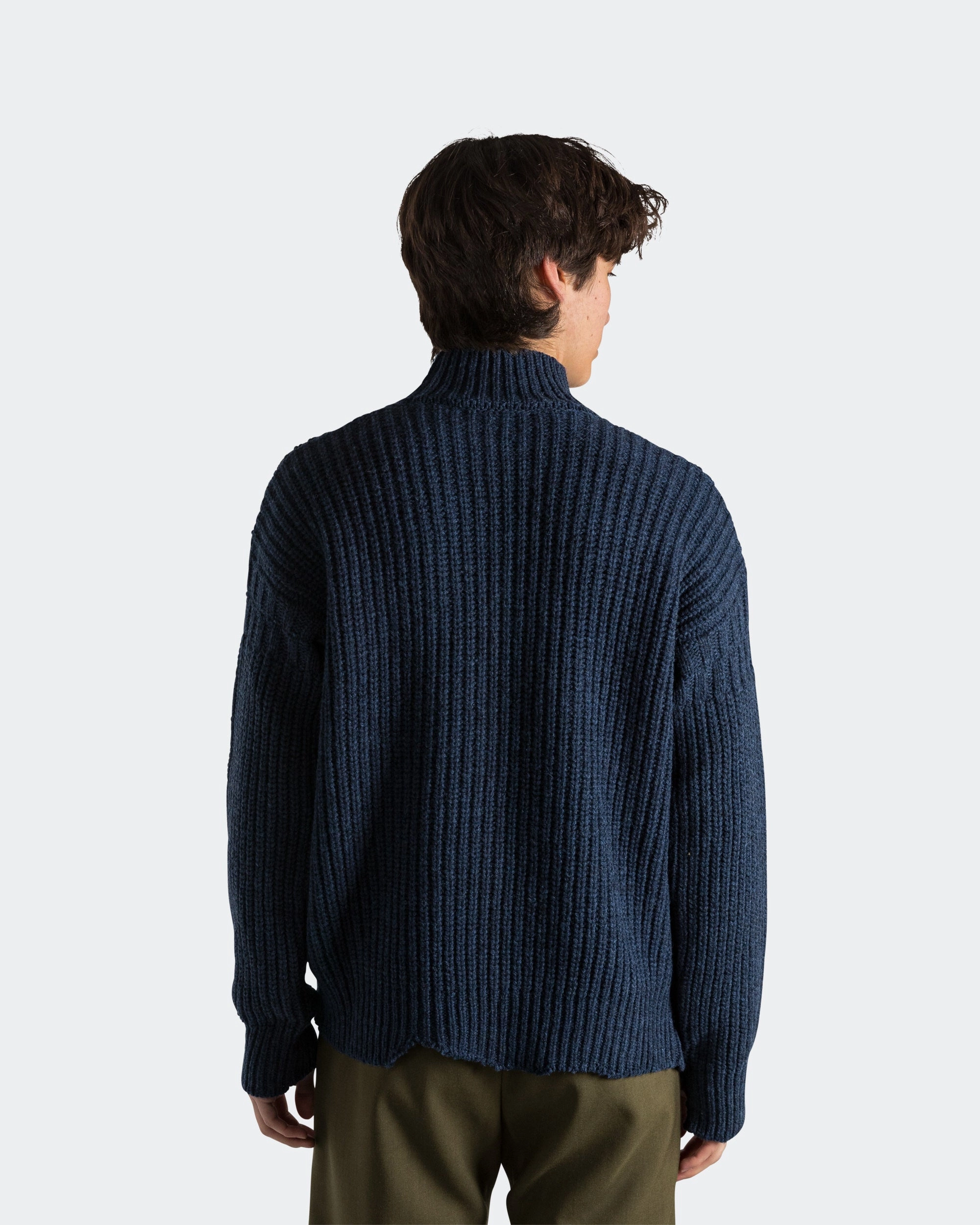 Simple Casual Style Stretchable Material Broken Fisherman Wool Turtleneck - Cornflower