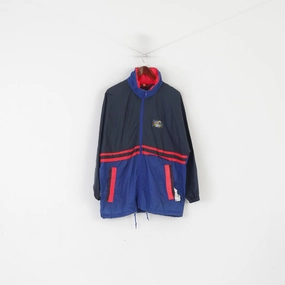 Promote Honor Brugi Men S Jacket Navy Nylon Vintage Waterproof Styled in Italy Hidden Hood Top