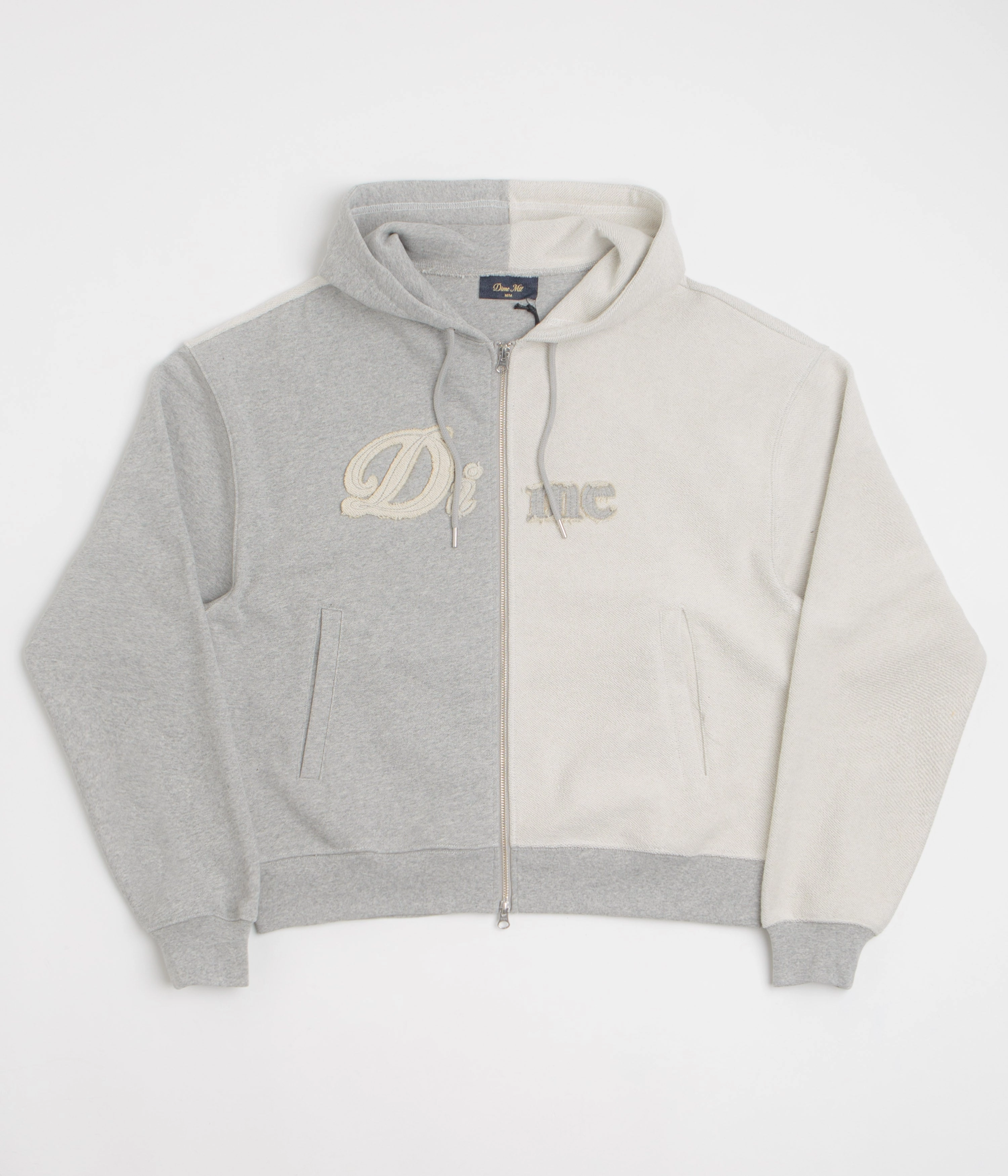 Urban Style Thermal Insulation Layer Dime Reverse French Terry Full Zip Hoodie - Heather Grey
