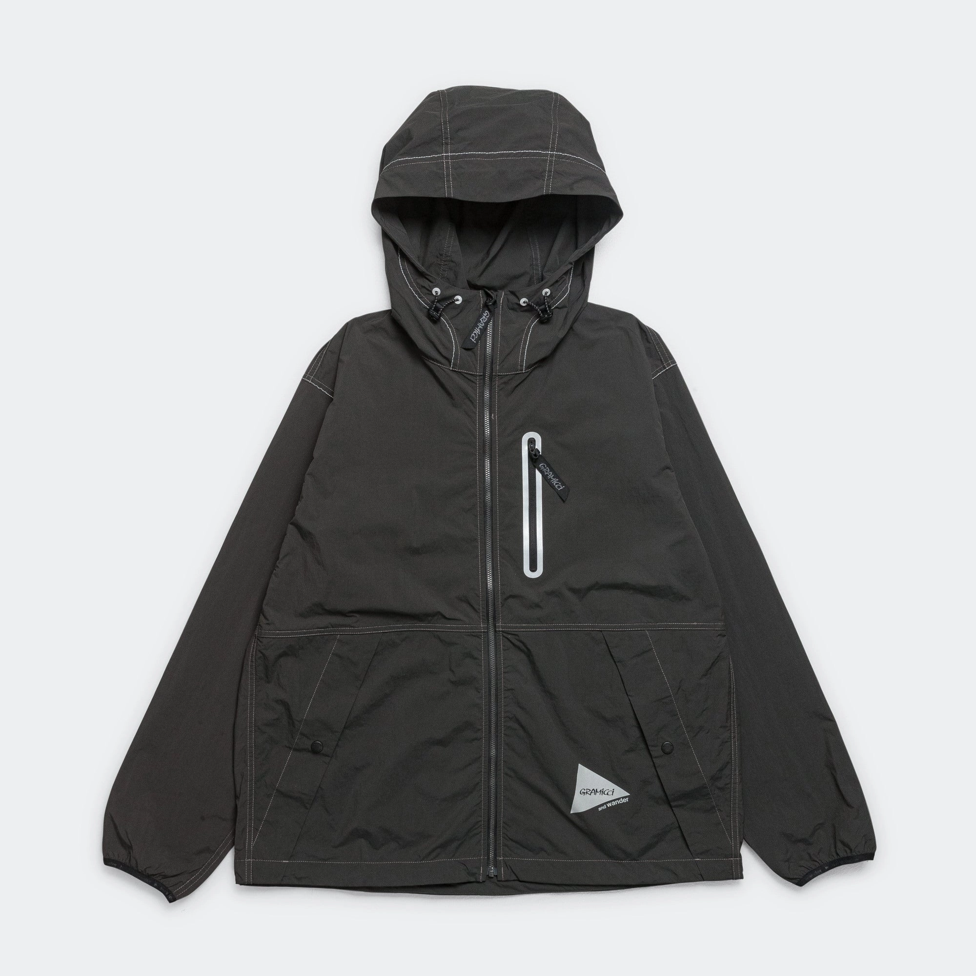 Brushed Nylon Jacket x and wander - Charcoal Convertible 2 In 1 Function