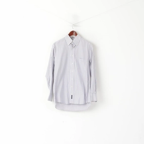 Durable Quality Gant Men M Casual Shirt White Blue Striped Cotton Key West Poplin Long Sleeve Top