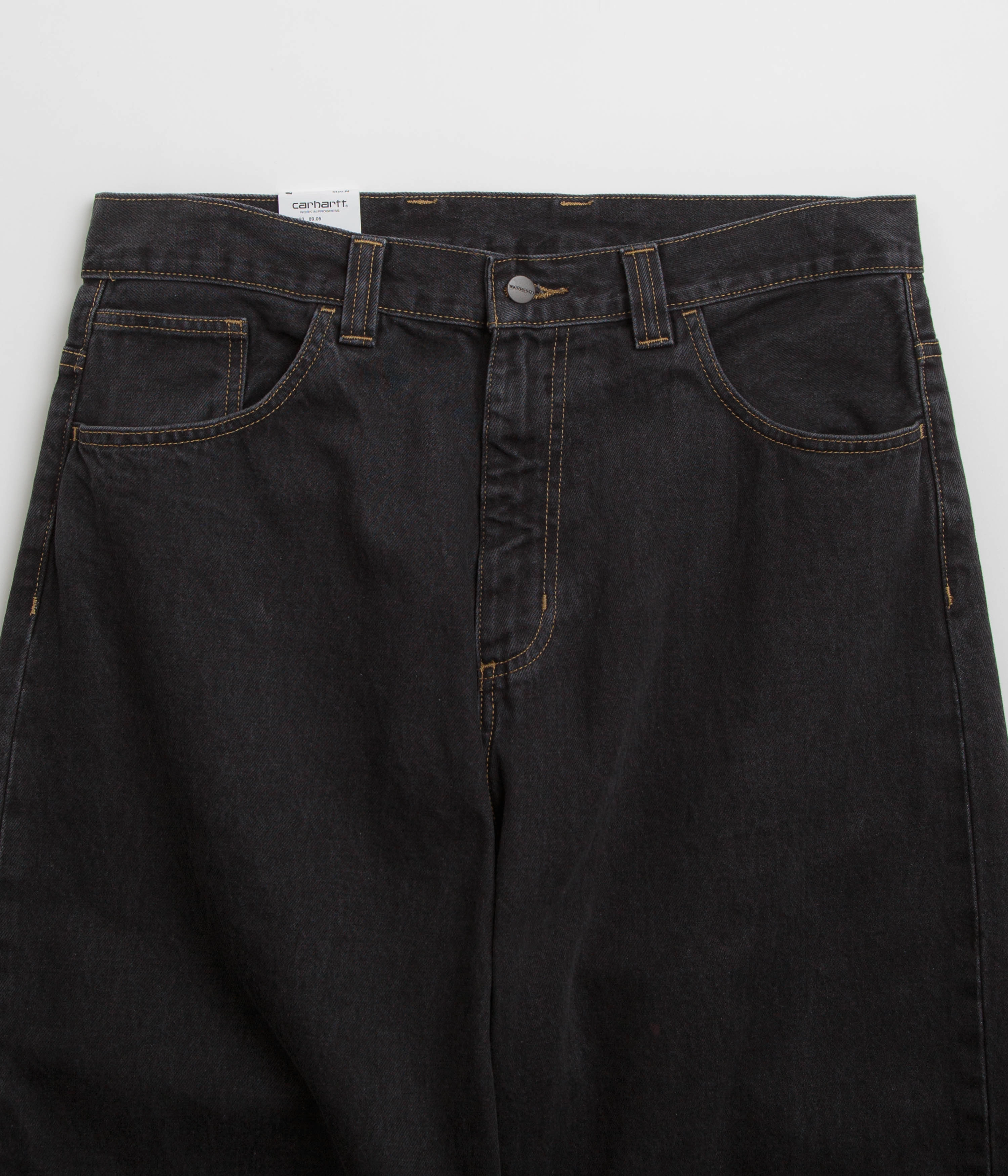 Carhartt Brandon Pants - Black Stone Washed Selvedge Detailing