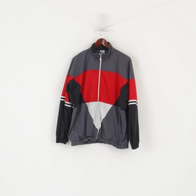 C&A Rodeo Men 38/40 M Sweatshirt Gray Shiny Zip Up Vintage Retro Track Top Fashion Essential