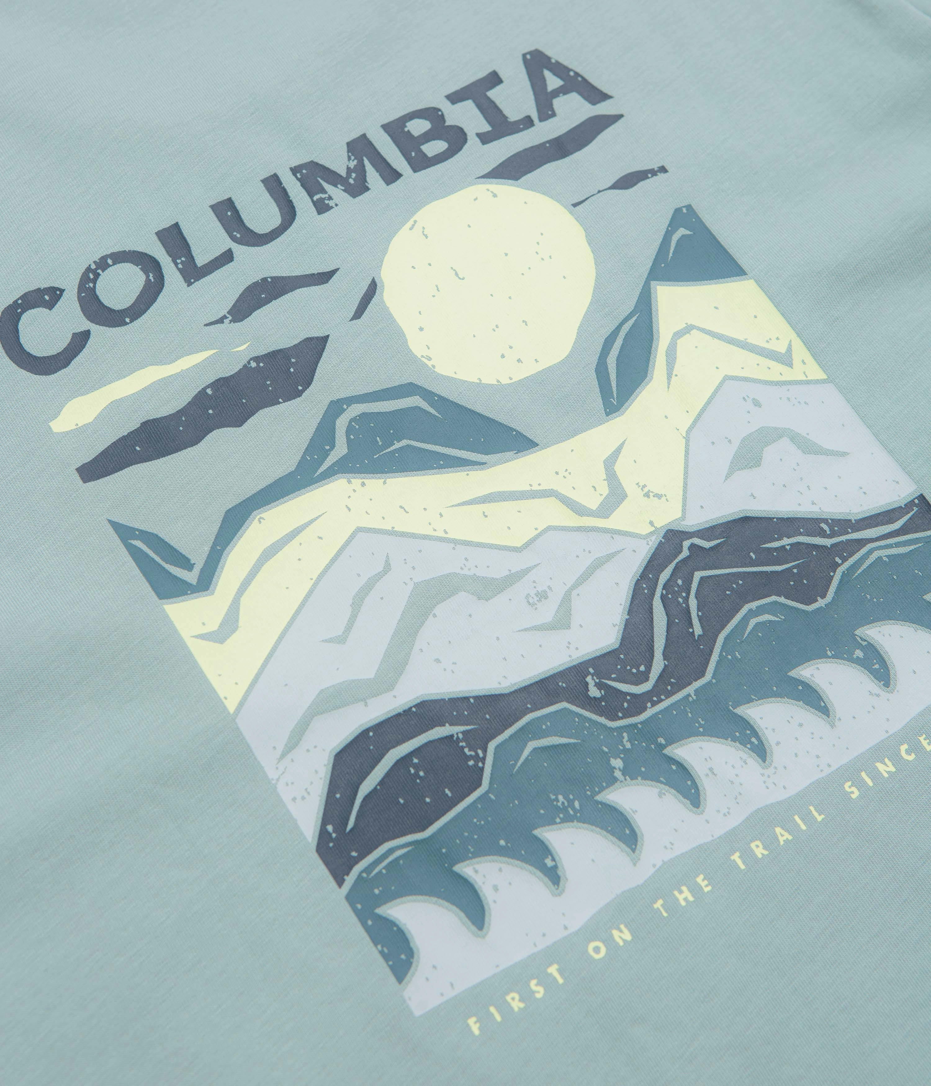 Columbia Explorers Canyon Back T-Shirt - Crushed Blue / Peaks and Waves Flexible Ribbed Neckline